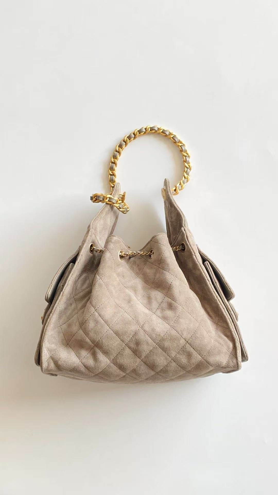 Chanel 2026 Hobo Bag 30cm Beige Suede