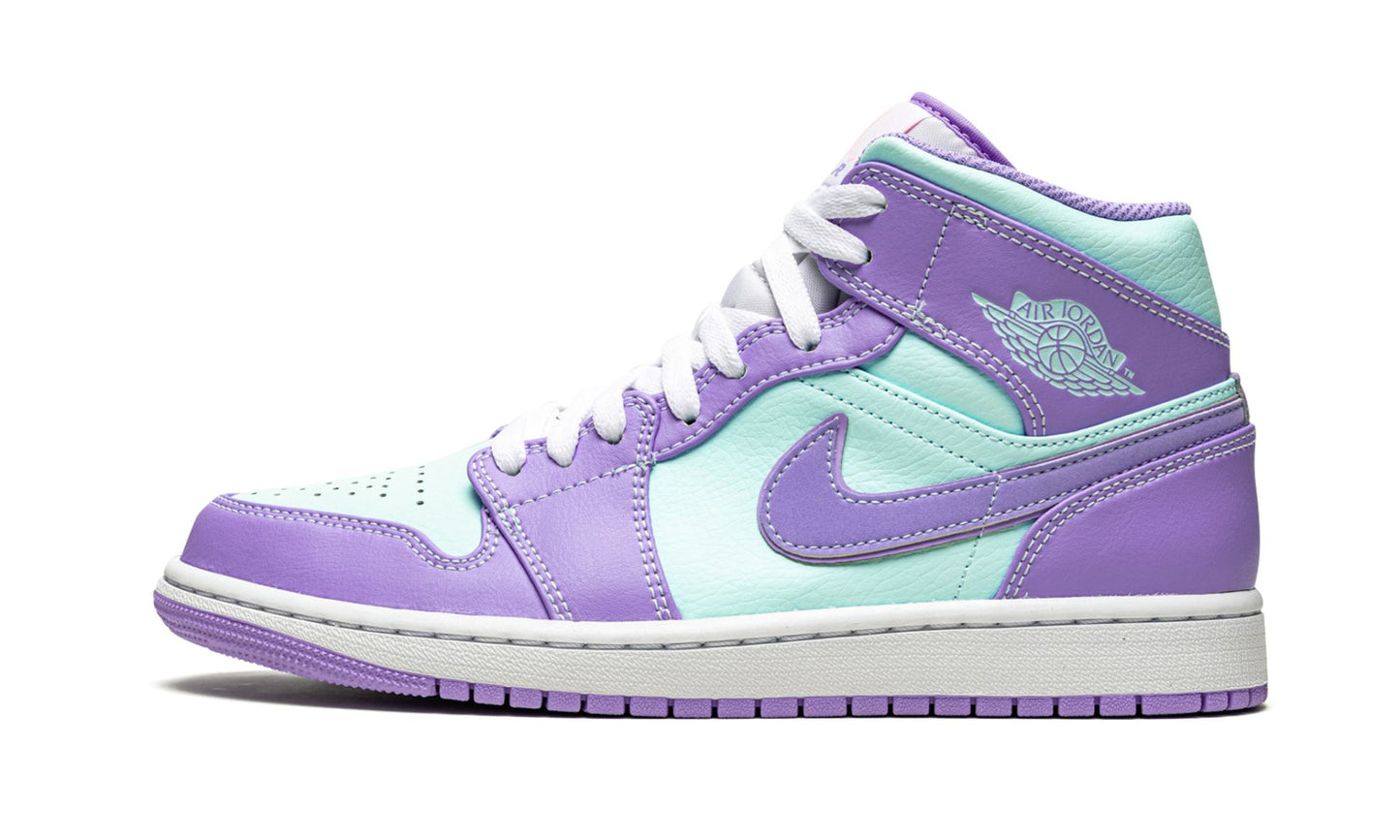 Air Jordan 1 Mid Purple Pulse / Glacier Blue Sneakers - Heritage Edition