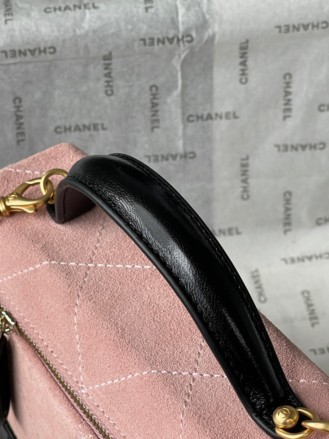Chanel 2026 Vanity Bag 19.5cm Pink mix Black Suede Leather