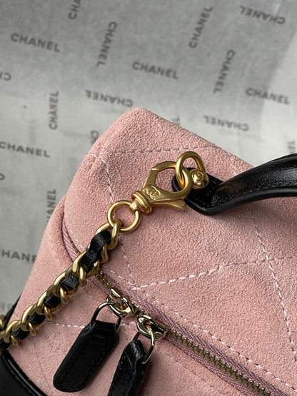 Chanel 2026 Vanity Bag 19.5cm Pink mix Black Suede Leather