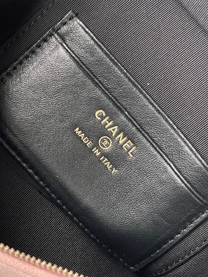 Chanel 2026 Vanity Bag 19.5cm Pink mix Black Suede Leather