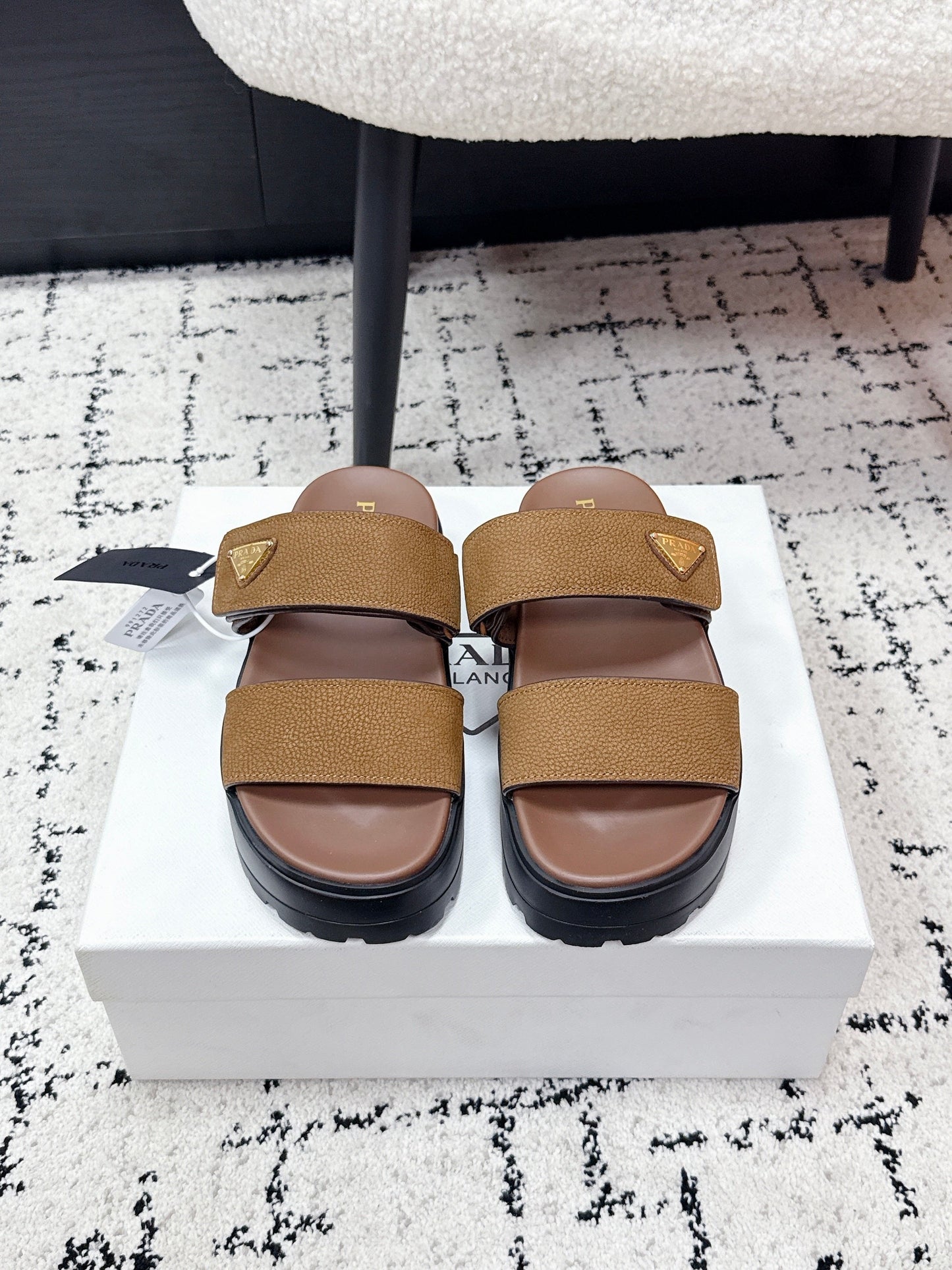 Prada 2026 Fussbett Flatform Slide Sandal 50mm Cowhide 769818