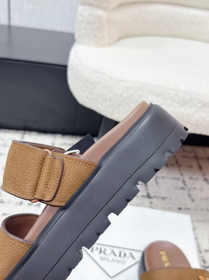 Prada 2026 Fussbett Flatform Slide Sandal 50mm Cowhide 769818