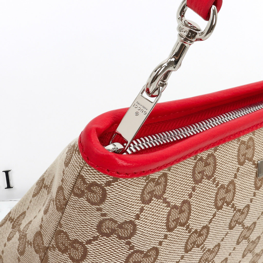 Gucci 2026 Tribeca Large Tote Bag Ebony Red Canvas Leather