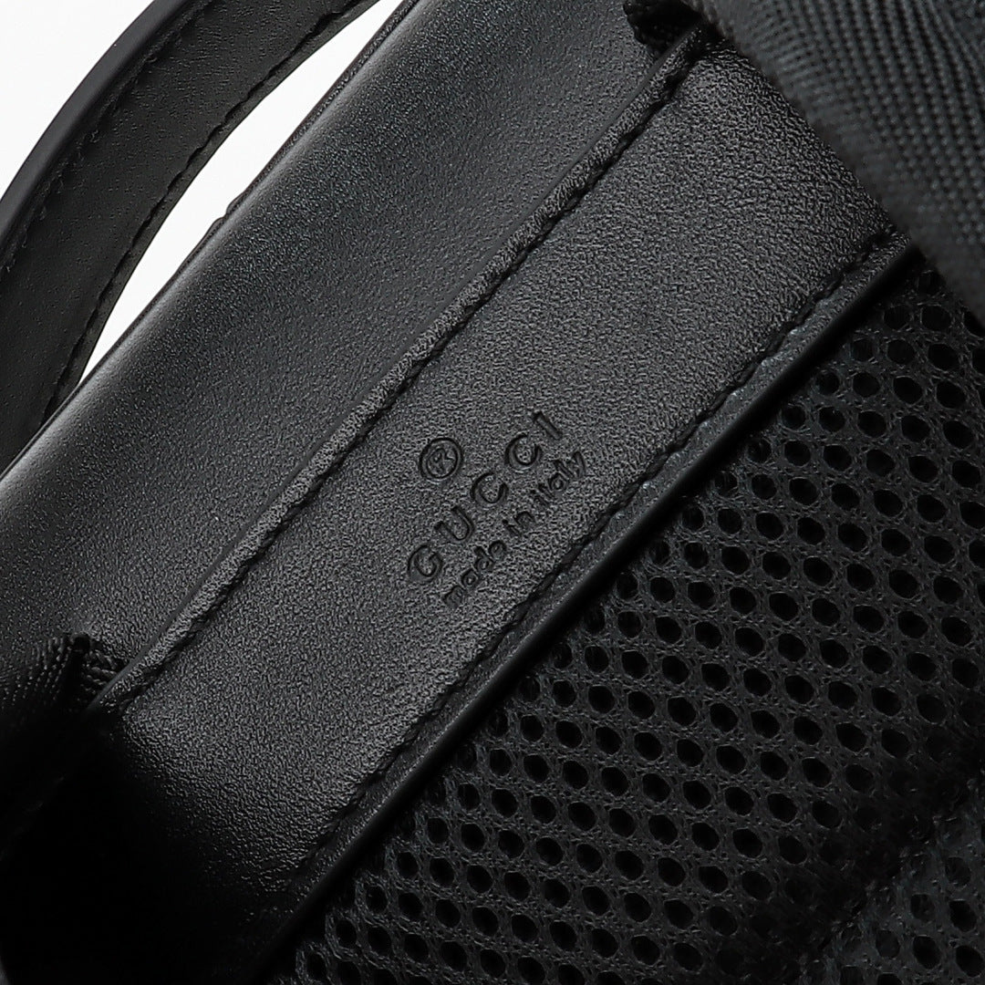 Gucci 2026 Emblem Backpack 43cm Black Embossed Calfskin