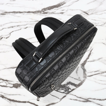 Gucci 2026 Emblem Backpack 43cm Black Embossed Calfskin