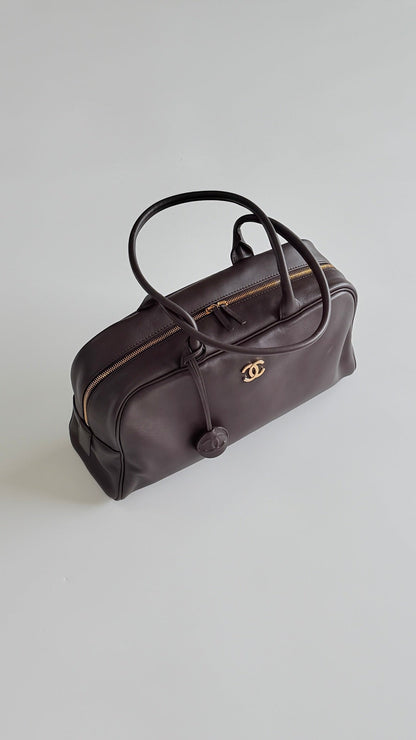 Chanel 2026 Large Bowling Bag 35.5cm Brown Calfskin