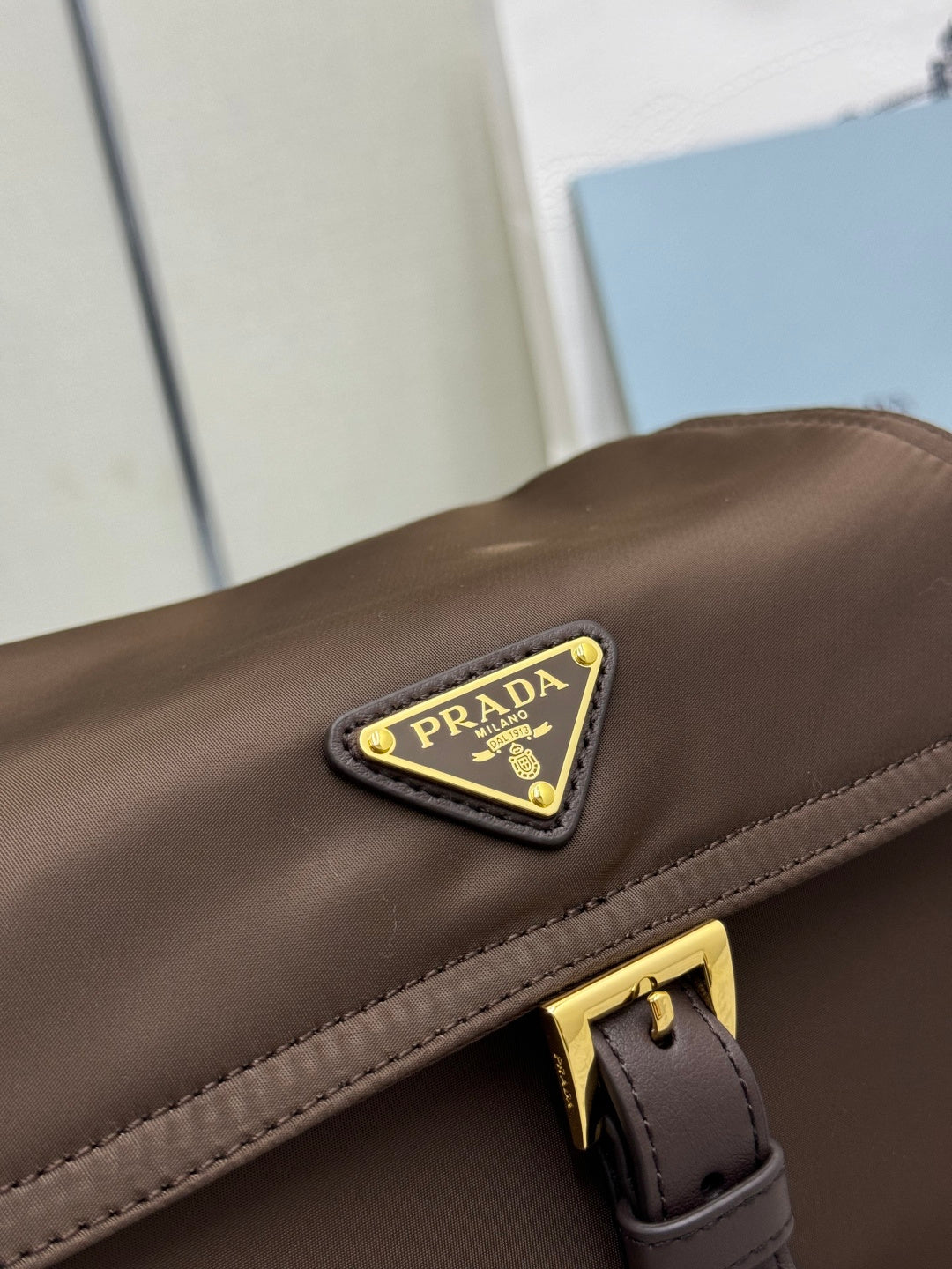 Prada 2026 Explore Shoulder Bag 30cm With Flap Sienna Re-Nylon