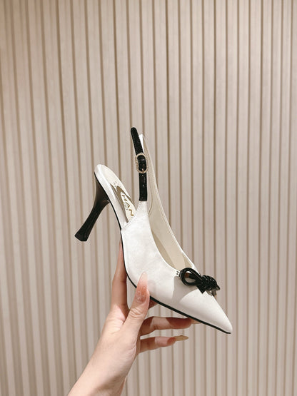 CC 26s Slingback 85 White Satin Sheepskin 658478