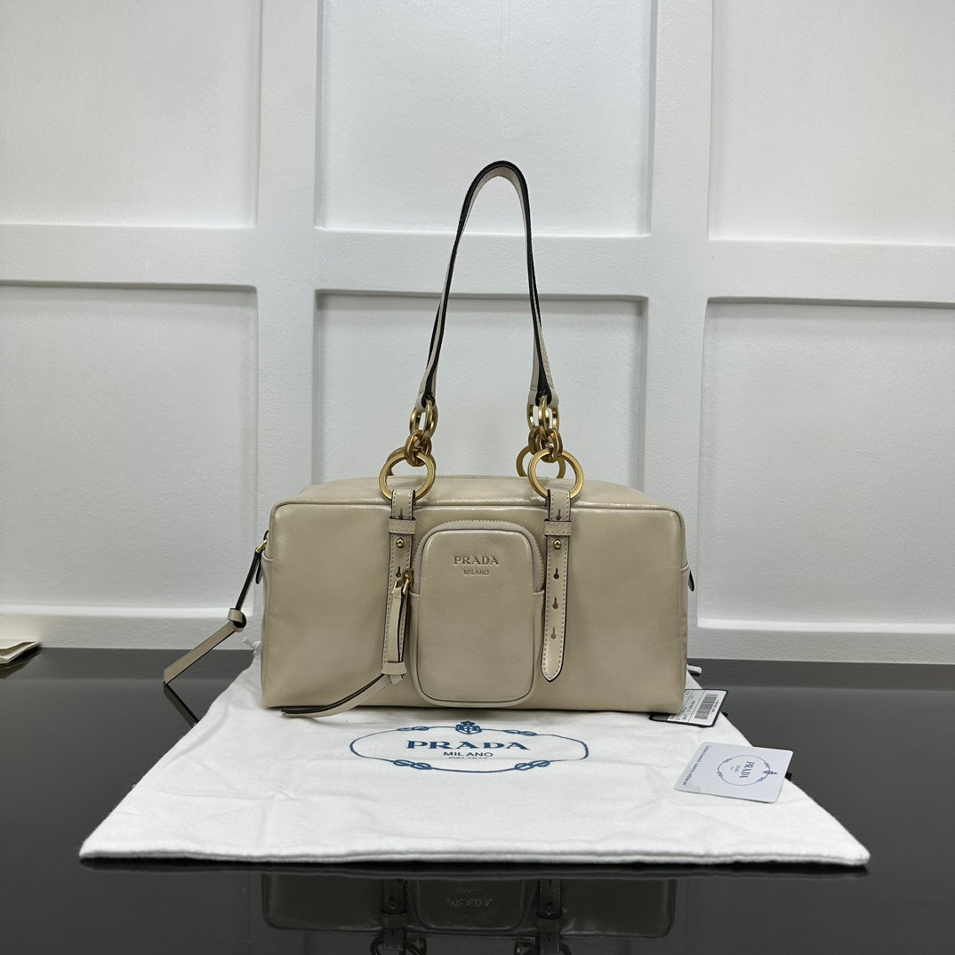 Prada 2026 Dangle Medium Shoulder Bag 30cm Patent Calfskin