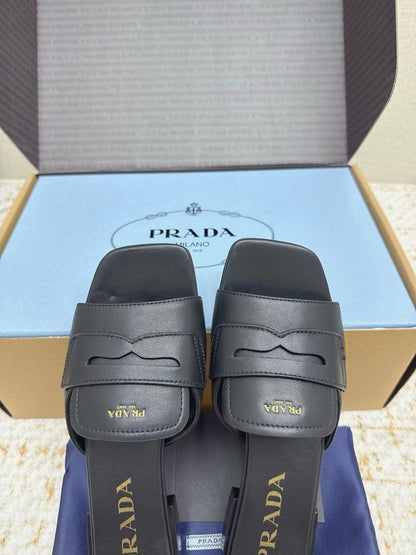 Prada 2026 Square Toe Slippers Italian Leather 731000