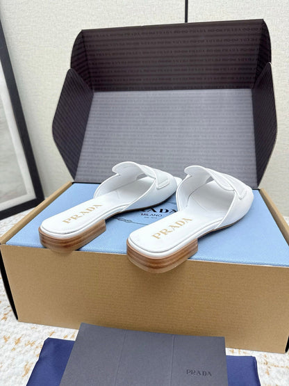 Prada 2026 Square Toe Slippers Italian Leather 731000
