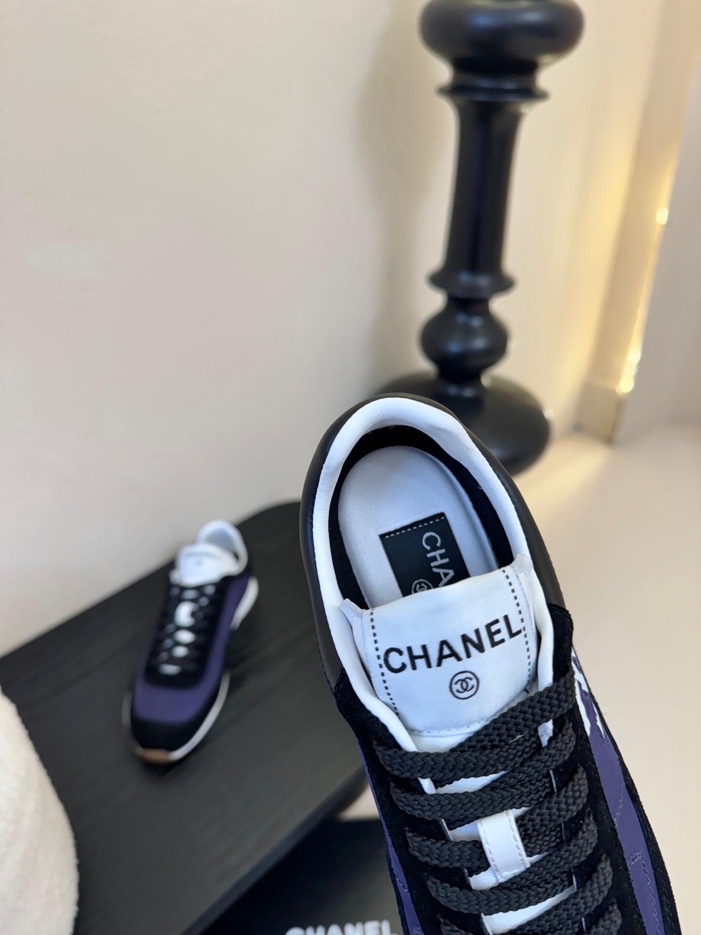CC 26s Platform Sneakers Black Blue Sheepskin 627226