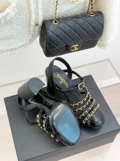 CC 26 Slingback Black Glossy Sheepskin & Calfskin 609980