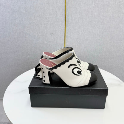 Chanel 2026 Mule 95mm White and Black Lambskin 904537