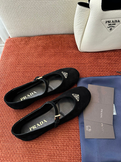 Prada 2026 Ballerinas Black Velvet 222094
