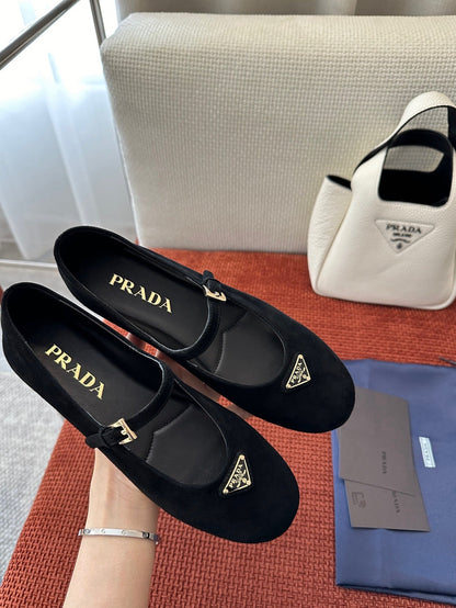 Prada 2026 Ballerinas Black Velvet 222094