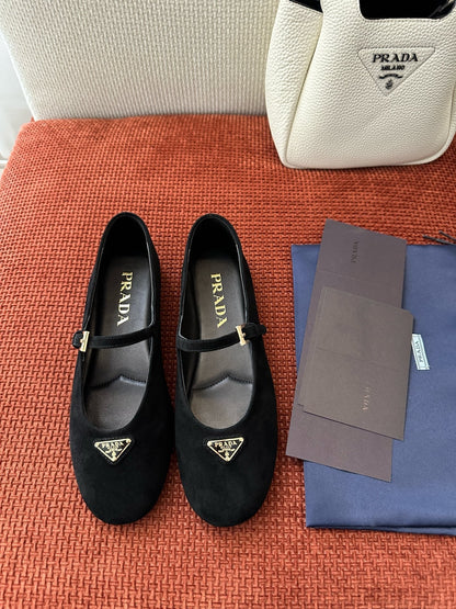 Prada 2026 Ballerinas Black Velvet 222094