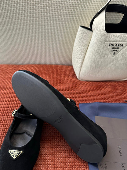 Prada 2026 Ballerinas Black Velvet 222094