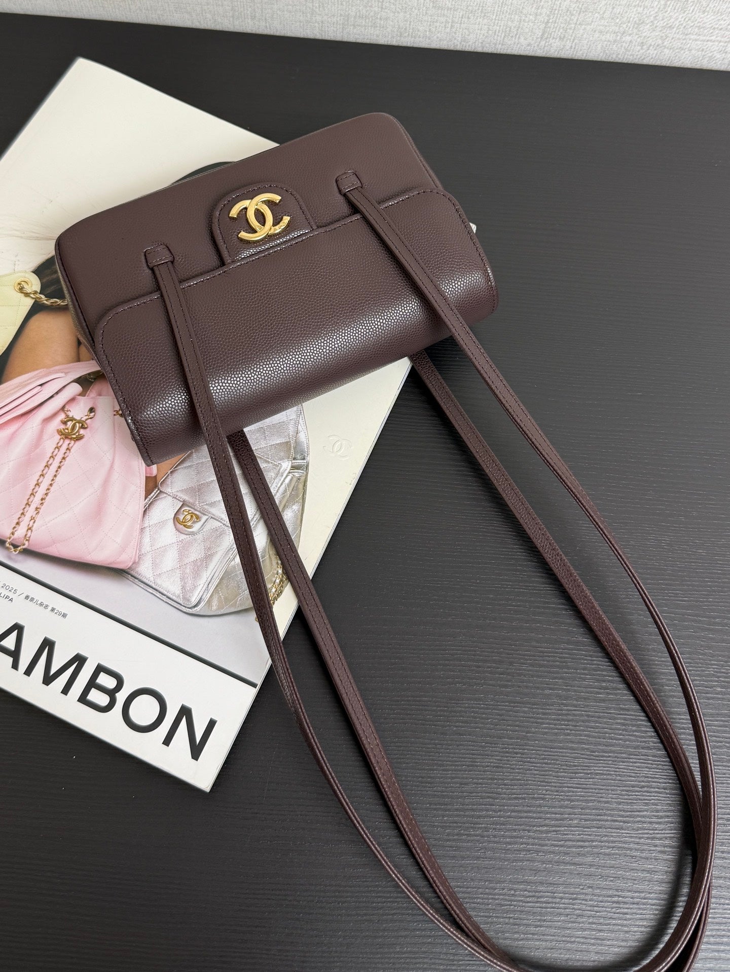 Chanel 2026 Preppy Coco Bag Brown Chocolate Caviar Leather Gold Hardware