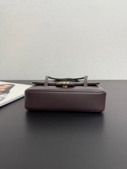 Chanel 2026 Preppy Coco Bag Brown Chocolate Caviar Leather Gold Hardware