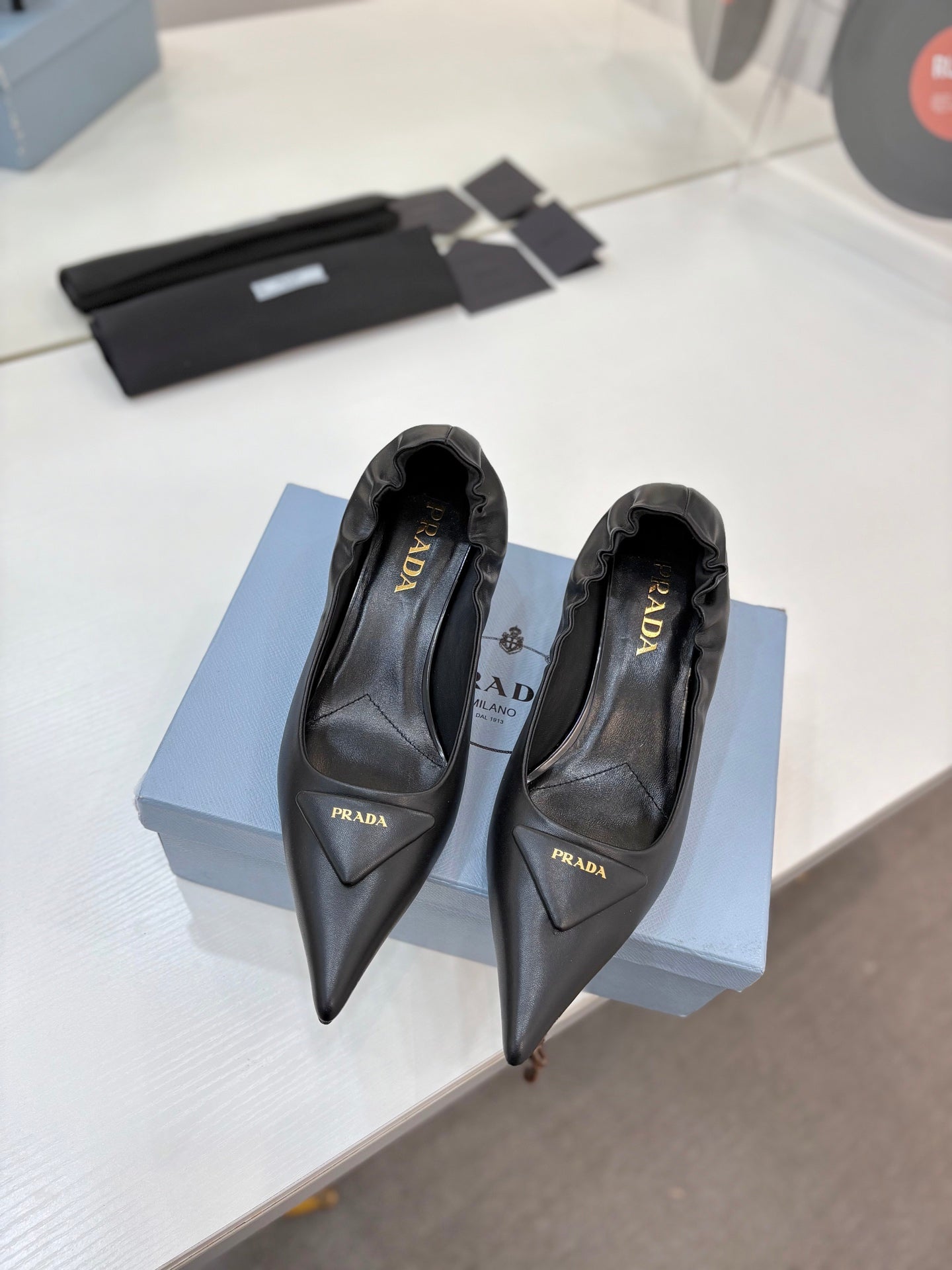PRA 26S Pointed Toe High Heels 55 Black Cowhide 627135