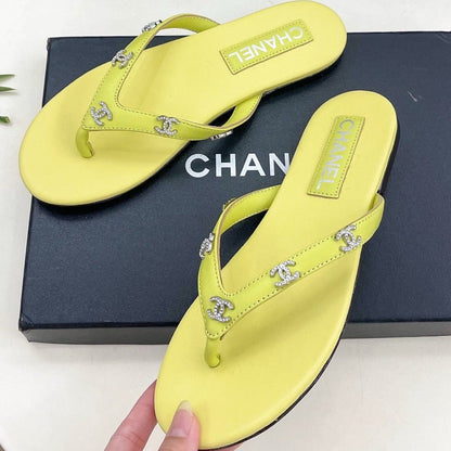 Chanel 2026 Double C Rhinestone Flat Flip-Flops Lambskin Sheepskin 831523