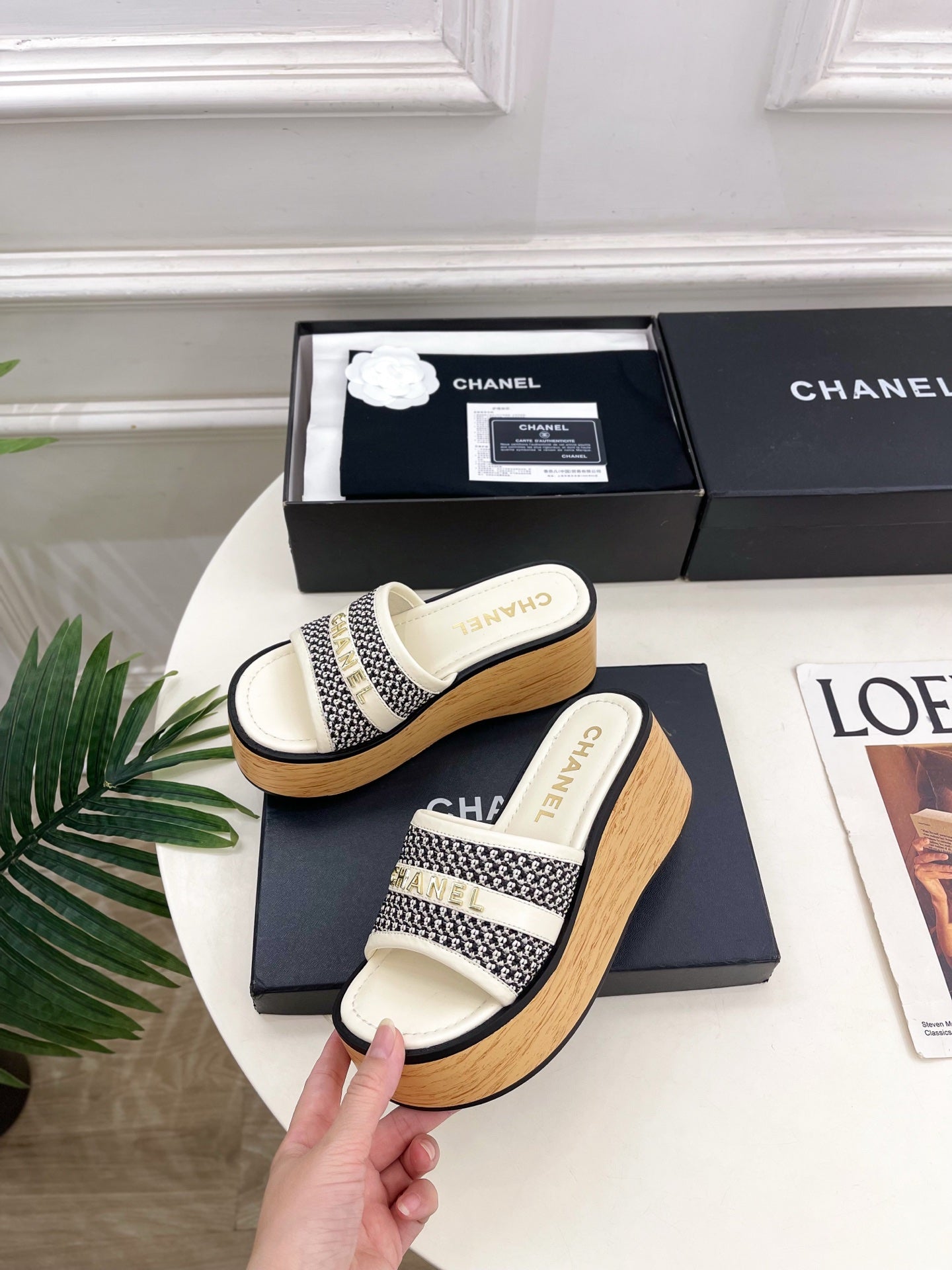Chanel 2026 Woven Platform Slippers Sheepskin 831534