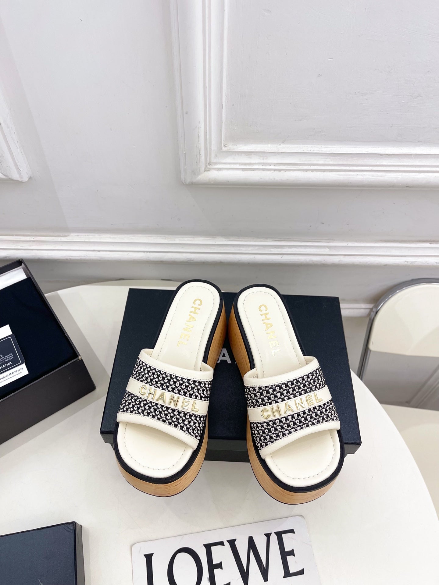 Chanel 2026 Woven Platform Slippers Sheepskin 831534