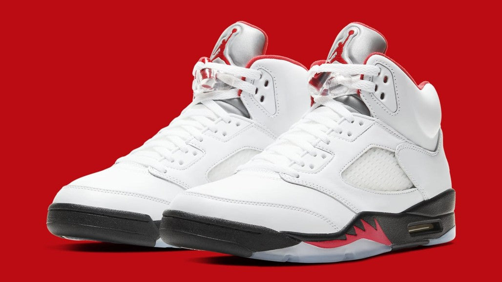 Jordan 5 Retro Fire Red Silver Tongue Sneakers - Retro Classic