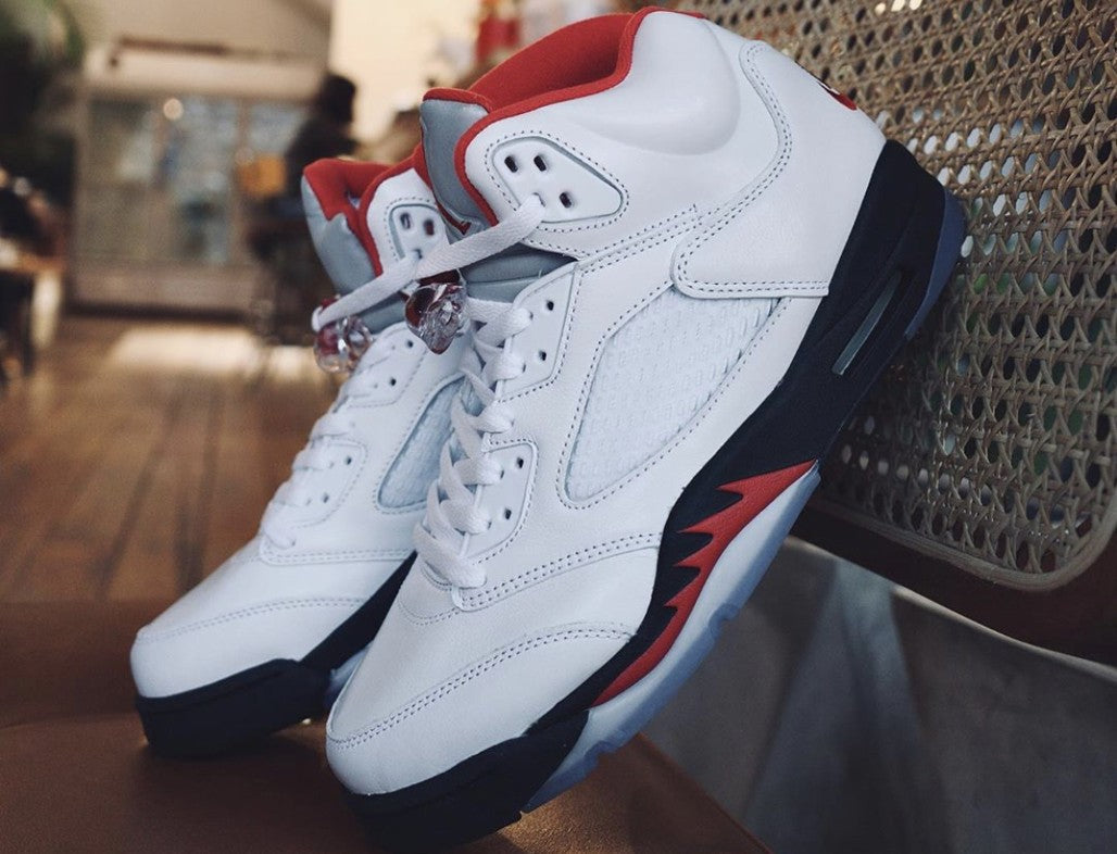 Jordan 5 Retro Fire Red Silver Tongue Sneakers - Retro Classic